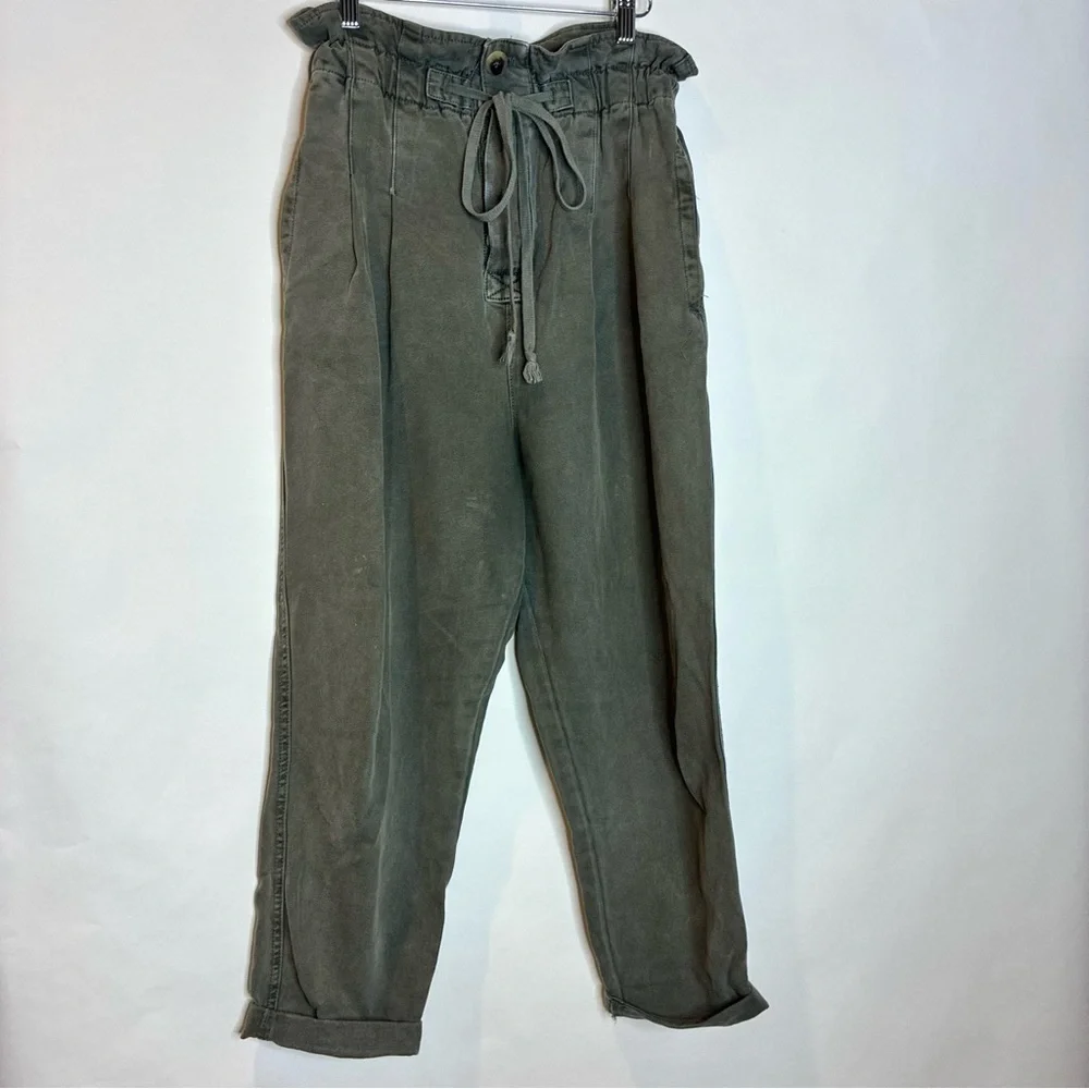 Free People | Margate Pleated Drawstring Sugar Kelp Paper Bag Pants